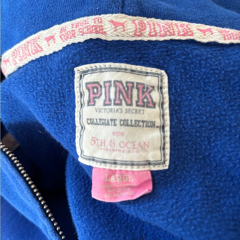 Victoria Secret PINK Kansas City Hoodie Zip Up Blue Sweater LARGE - Picture 8 of 8
